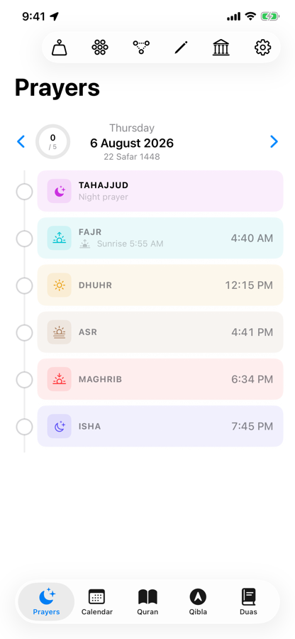 Muslims Hub prayer timeline